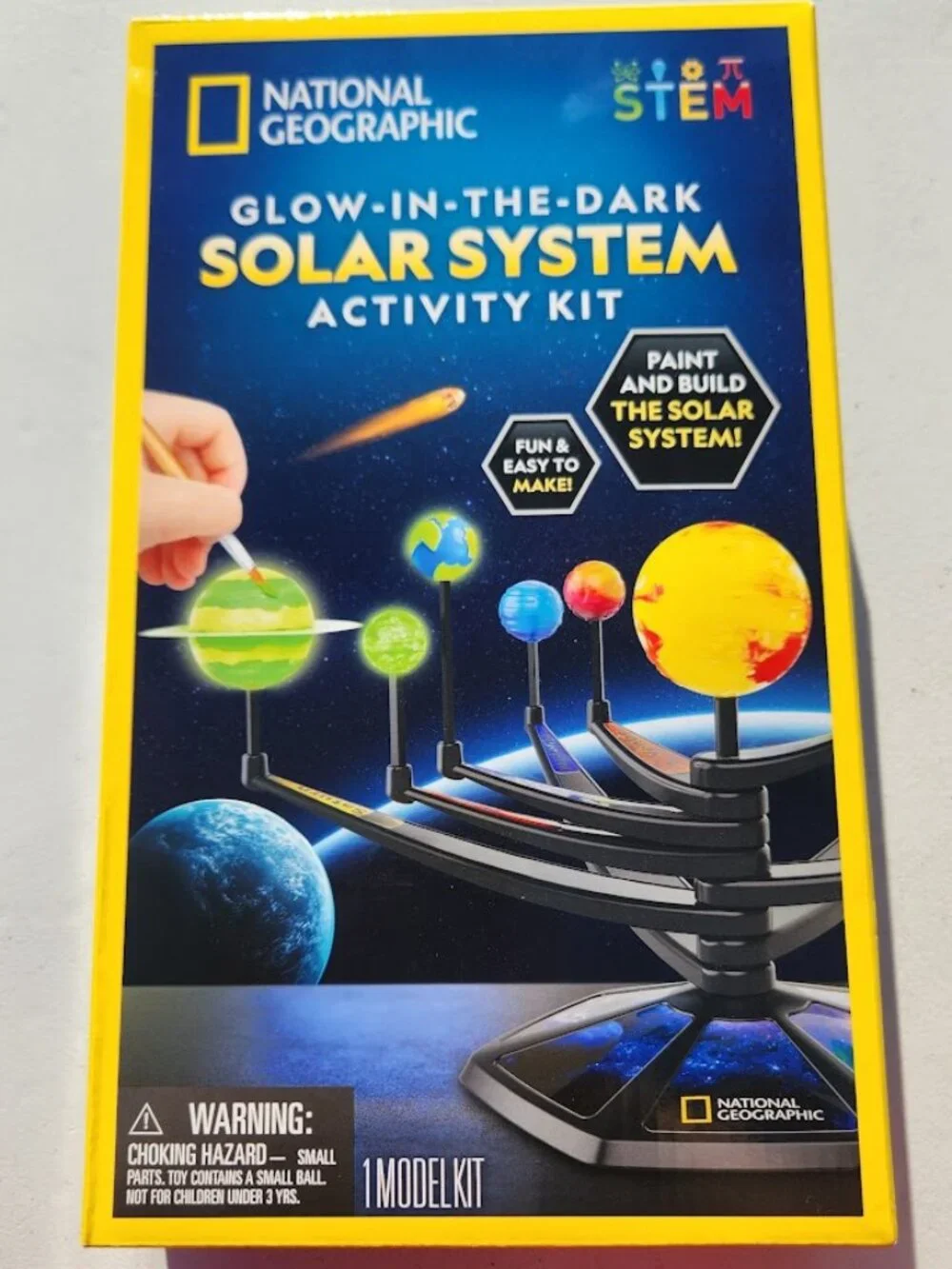 New National Geographic Glow-in-the-Dark Solar System Model Kit for Kids - Build